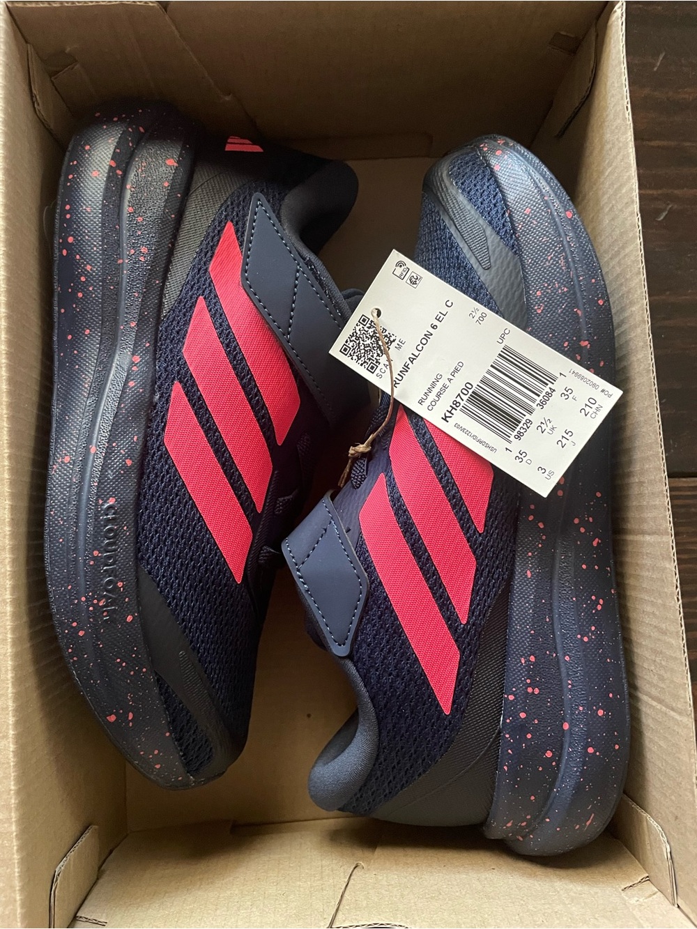 adidas Kids Navy Sneakers with Pink Stripes